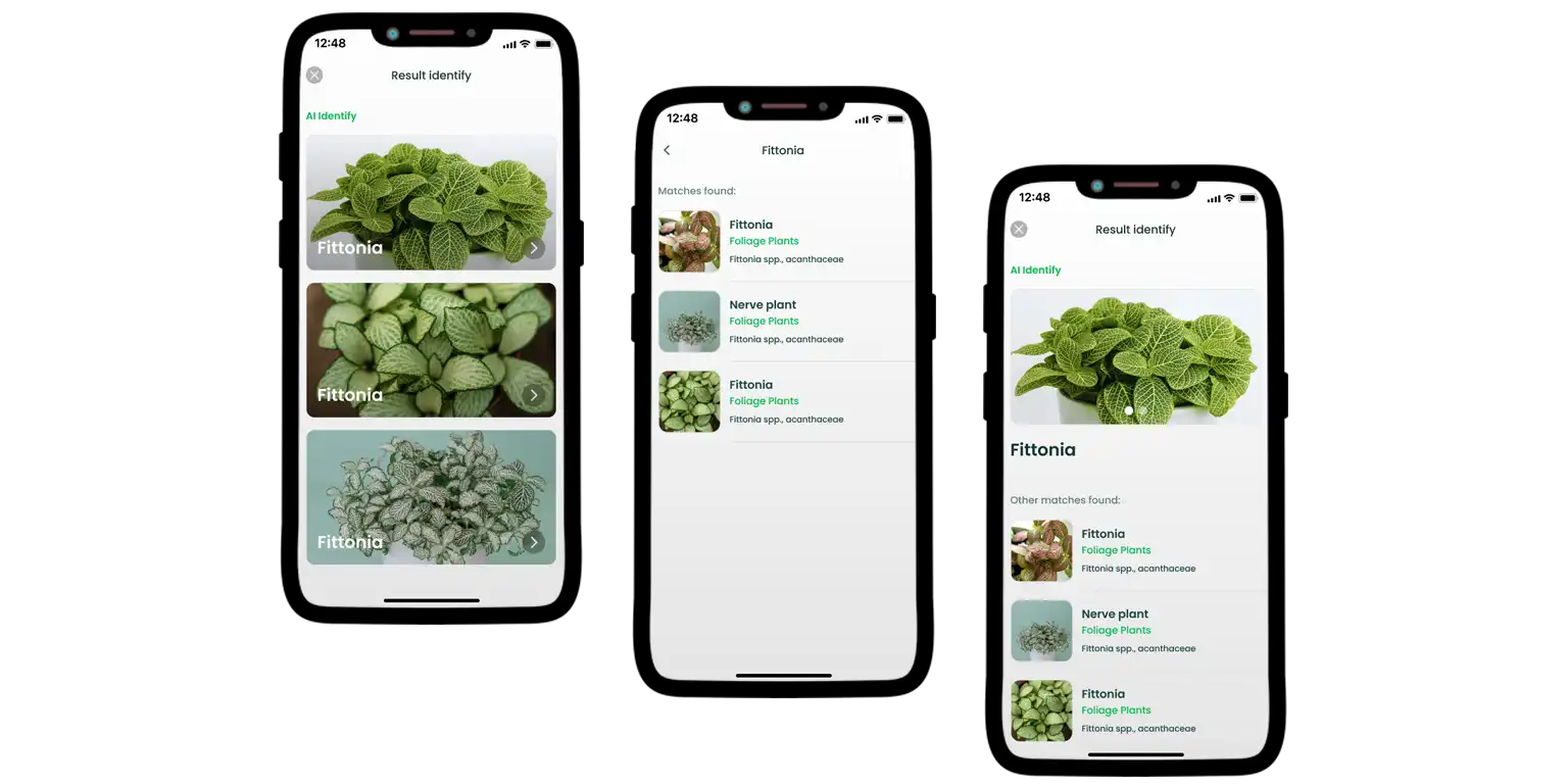 A screen from the AI Plant Finder app.